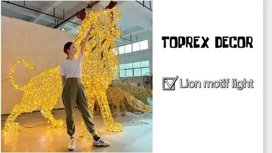 Escultura de Navidad para exteriores, adorno, luces de modelado, león navideño, motivo LED, luz LED